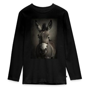 Donkey Realistic Cool - Teenager Premium Organic Long Sleeve Shirt - black - Front - AI Model Kid Female (0cm)