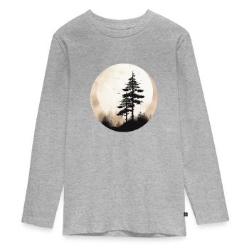 Pine tree - Teenager Premium Organic Long Sleeve Shirt - heather grey - Front