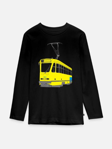 Brüsseler Straßenbahn - Teenager Premium Bio Langarmshirt - Schwarz