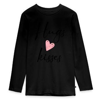 Câlins & baisers - T-shirt manches longues Premium Ado - noir - Devant - AI Model Kid Female (0cm)