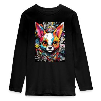 [] Le regard séduisant du renard - T-shirt manches longues Premium Ado - noir - Devant - AI Model Kid Female (0cm)