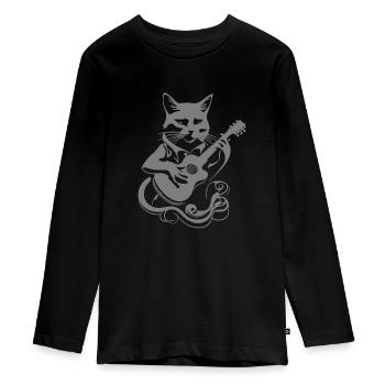 Weiße Steampunk Powerkatze - Teenager Premium Bio Langarmshirt - Schwarz - Vorne - AI Model Kid Female (0cm)