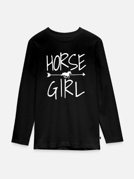 Pferd - Teenager Premium Bio Langarmshirt - Schwarz