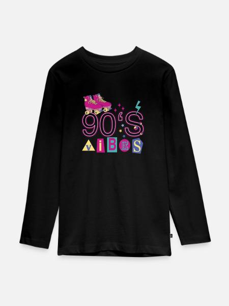90's vibes - Teenager Premium Bio Langarmshirt - Schwarz