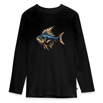 Fish - Teenager Premium Bio Langarmshirt - Schwarz - Vorne - AI Model Kid Female (0cm)