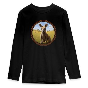Cute kangaroo - Teenager Premium Bio Langarmshirt - Schwarz - Vorne - AI Model Kid Female (0cm)