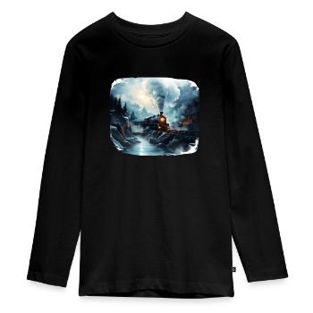 Locomotive à vapeur - T-shirt manches longues Premium Ado - noir - Devant - AI Model Kid Female (0cm)
