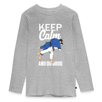 Judo - T-shirt manches longues Premium Ado - gris chiné - Devant