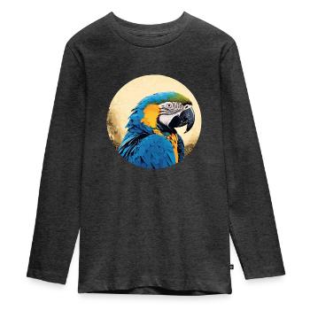 Blue and gold macaw - Teenager Premium Organic Long Sleeve Shirt - heather anthracite - Front - AI Model Kid Female (0cm)