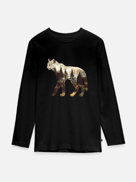 Luchs - Teenager Premium Bio Langarmshirt - Schwarz
