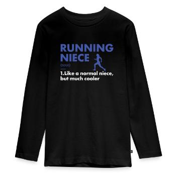 Sport Niece Running - Teenager Premium Organic Long Sleeve Shirt - black - Front - AI Model Kid Female (0cm)