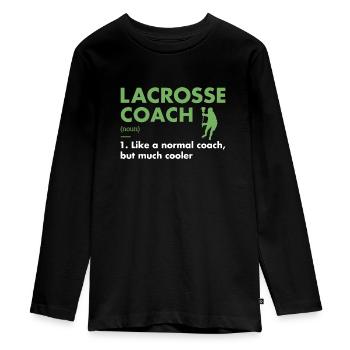 Sport Coach Definition Lacrosse - Teenager Premium Organic Long Sleeve Shirt - black - Front - AI Model Kid Female (0cm)
