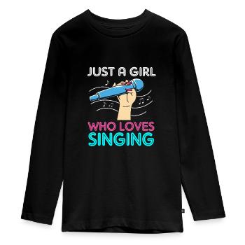 Karaoké - T-shirt manches longues Premium Ado - noir - Devant - AI Model Kid Female (0cm)