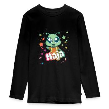 MAJA - Beau nom de fille avec extraterrestre mignon - T-shirt manches longues Premium Ado - noir - Devant - AI Model Kid Female (0cm)
