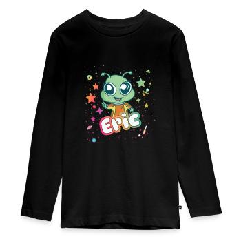 ERIC - Beautiful boy name with cute alien - Teenager Premium Organic Long Sleeve Shirt - black - Front - AI Model Kid Female (0cm)