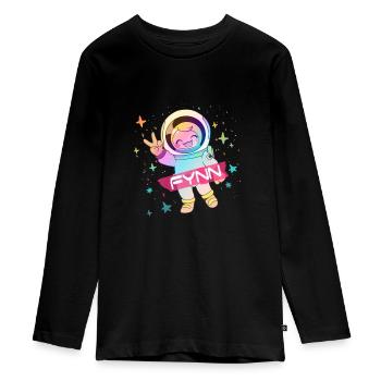 FYNN - Beau nom de garçon avec astronaute mignon - T-shirt manches longues Premium Ado - noir - Devant - AI Model Kid Female (0cm)