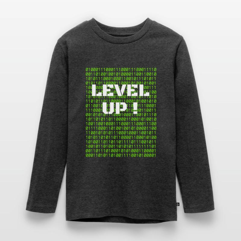 Level up and binary code Teenager Premium Organic Long Sleeve Shirt