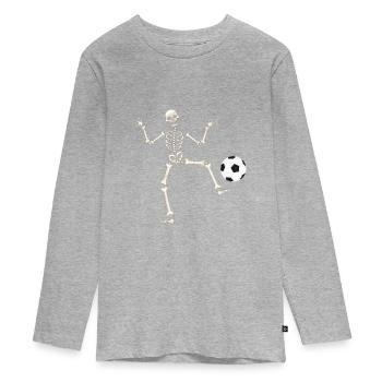 Skeleton Football - T-shirt manches longues Premium Ado - gris chiné - Devant