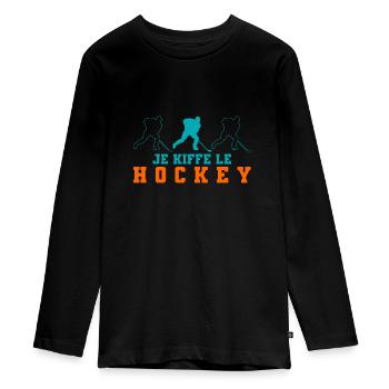 Je kiffe le Hockey - T-shirt manches longues Premium Ado - noir - Devant - AI Model Kid Female (0cm)