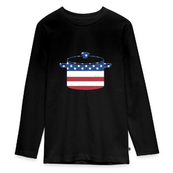 Cuisinez-nous Flag Cooking - T-shirt manches longues Premium Ado - noir - Devant - AI Model Kid Female (0cm)