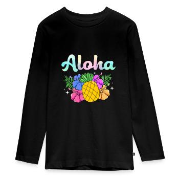 Maui Hawaï Hawaïen - T-shirt manches longues Premium Ado - noir - Devant - AI Model Kid Female (0cm)