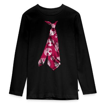 T-shirt printed necktie tree of life pattern. - Teenager Premium Organic Long Sleeve Shirt - black - Front - AI Model Kid Female (0cm)