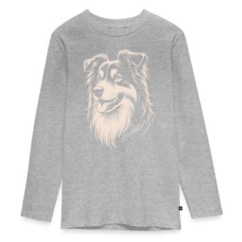 berger australien traits - T-shirt manches longues Premium Ado - gris chiné - Devant