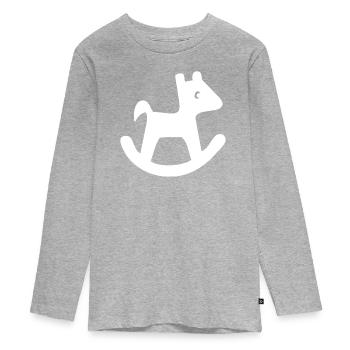 Silhouette de cheval à bascule - T-shirt manches longues Premium Ado - gris chiné - Devant