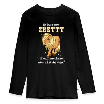 Shetty Shetland Pony - Teenager Premium Bio Langarmshirt - Schwarz - Vorne - AI Model Kid Female (0cm)