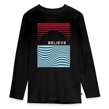 Believe - Lettrage inspirant - T-shirt manches longues Premium Ado - noir - Devant - AI Model Kid Female (0cm)