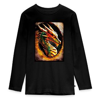Dragon S - Teenager Premium Organic Long Sleeve Shirt - black - Front - AI Model Kid Female (0cm)