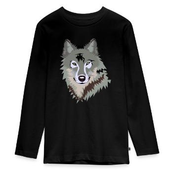 Wolf - Teenager Premium Bio Langarmshirt - Schwarz - Vorne - AI Model Kid Female (0cm)