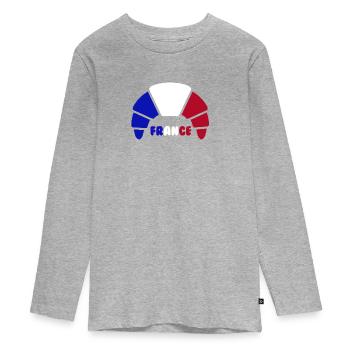 croissant france - T-shirt manches longues Premium Ado - gris chiné - Devant