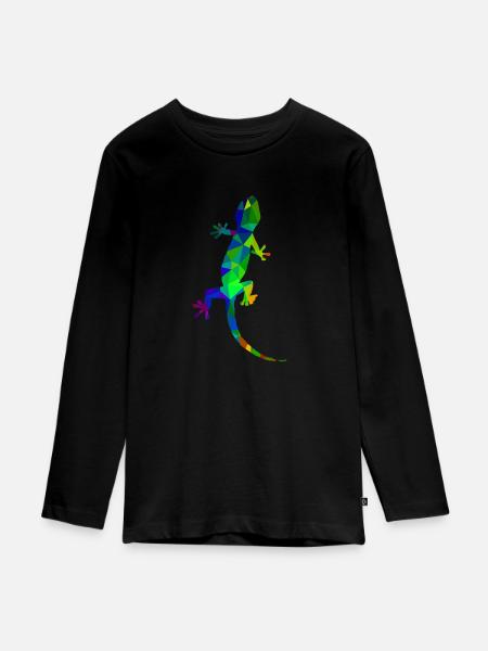 Gecko - Teenager Premium Bio Langarmshirt - Schwarz