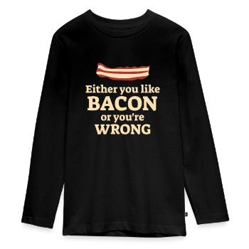 Bacon Bacon - Teenager Premium Organic Long Sleeve Shirt - black - Front - AI Model Kid Female (0cm)