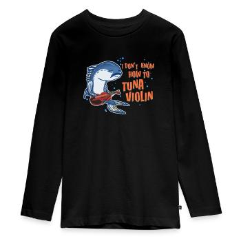 Thon violon violon jeu de mots drôle Cadeau - T-shirt manches longues Premium Ado - noir - Devant - AI Model Kid Female (0cm)
