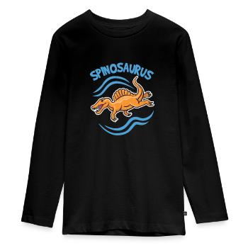 Dinosaurier Spinosaurus Comic Logo Schwimmer Dino - Teenager Premium Bio Langarmshirt - Schwarz - Vorne - AI Model Kid Female (0cm)