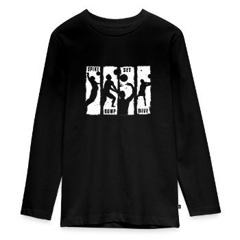 Spike Bump Set Dive Volleyball Graphic Gift - Teenager Premium Bio Langarmshirt - Schwarz - Vorne - AI Model Kid Female (0cm)