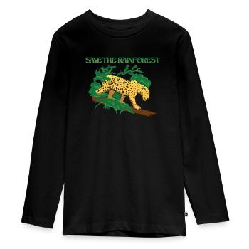Schütze den Regenwald - Teenager Premium Bio Langarmshirt - Schwarz - Vorne - AI Model Kid Female (0cm)