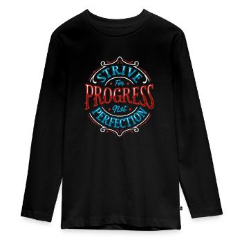Pursuit of progress - Teenager Premium Organic Long Sleeve Shirt - black - Front - AI Model Kid Female (0cm)