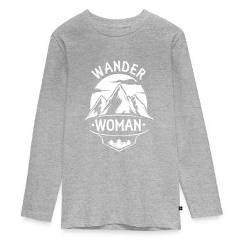 Wander Woman - Teenager Premium Bio Langarmshirt - Grau meliert - Vorne