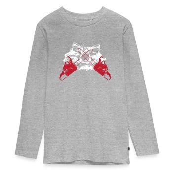 shark - Teenager Premium Organic Long Sleeve Shirt - heather grey - Front