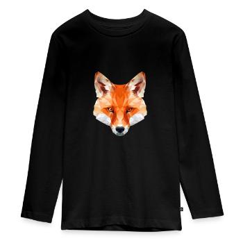 Fuchs in Origami Optik - Teenager Premium Bio Langarmshirt - Schwarz - Vorne - AI Model Kid Female (0cm)