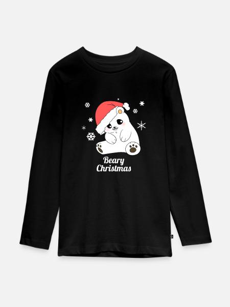 Eisbär - Polarbär - Weihnachten Weihnachtspullover - Teenager Premium Bio Langarmshirt - Schwarz