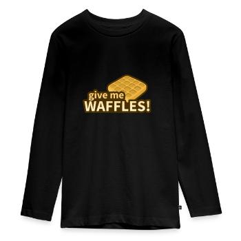 gaufre - T-shirt manches longues Premium Ado - noir - Devant - AI Model Kid Female (0cm)