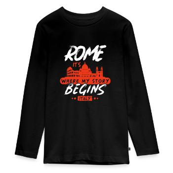 Rome Italie Ville du Vatican Capitale Idée Cadeau - T-shirt manches longues Premium Ado - noir - Devant - AI Model Kid Female (0cm)