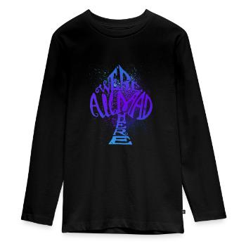 We're All Mad Here Spade - Splatter Design - Teenager Premium Organic Long Sleeve Shirt - black - Front - AI Model Kid Female (0cm)