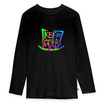 Keep Wonderland Mad Hat & Cheshire Cat Grin - Teenager Premium Organic Long Sleeve Shirt - black - Front - AI Model Kid Female (0cm)