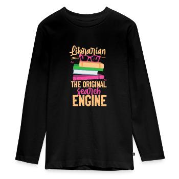 Librarian gift - Teenager Premium Organic Long Sleeve Shirt - black - Front - AI Model Kid Female (0cm)