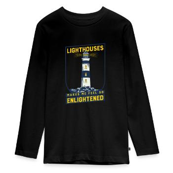 Lighthouse Seaside Nautical Lighthouses - T-shirt manches longues Premium Ado - noir - Devant - AI Model Kid Female (0cm)
